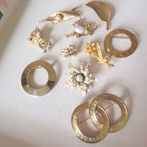 LOT OF 10 VINTAGE BROOCH/ PIN